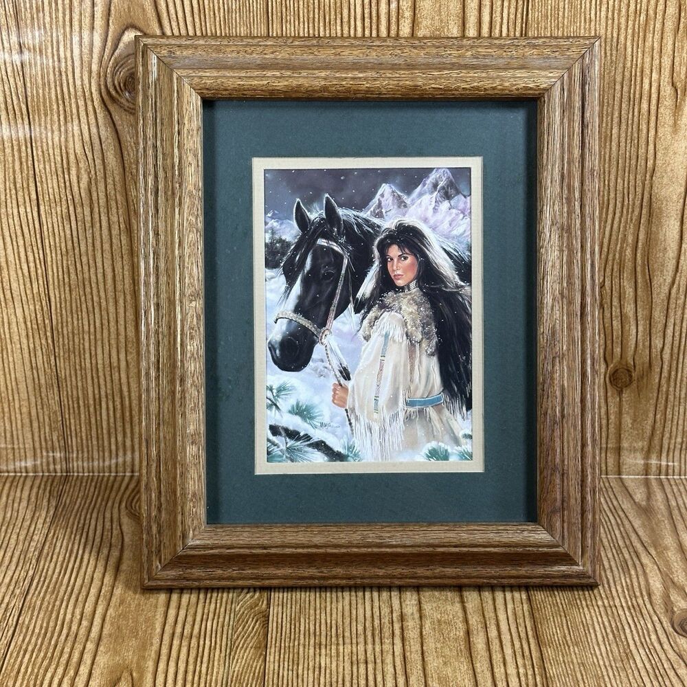 Maija Evening Snow Signed Art Print 1993 Framed 11x13